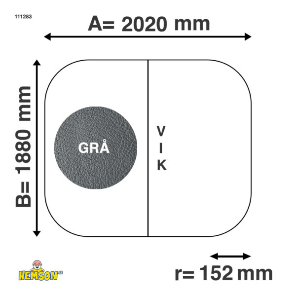 Whirlpool-Abdeckung | 202x188 r15 | Graue | 111283